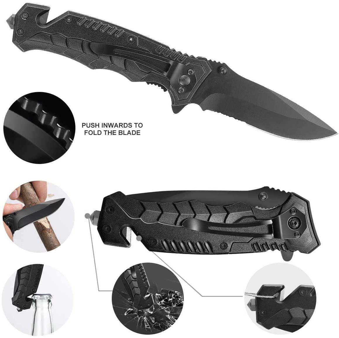 Kompletny zestaw survivalowy - narzędzia survivalowe na zewnątrz, w tym paracord, lampa, gwizdek, stal ogniotrwała