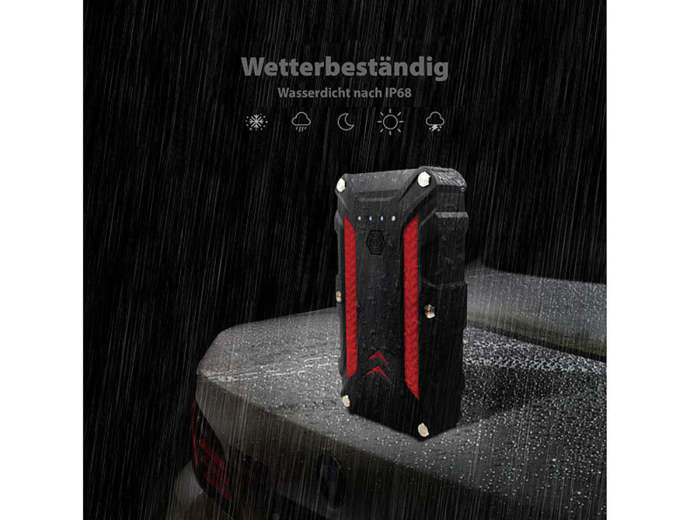 Ausverkauf: 2 in 1 : Powerbank und Kfz-Starthilfe - 12 Ah - 1.200 A - Powerstation - Notstrom - Notstarter - Autostarter - Autostarthilfe - Starthelfer - Notstarthelfer - Autostark - Notstromversorgung